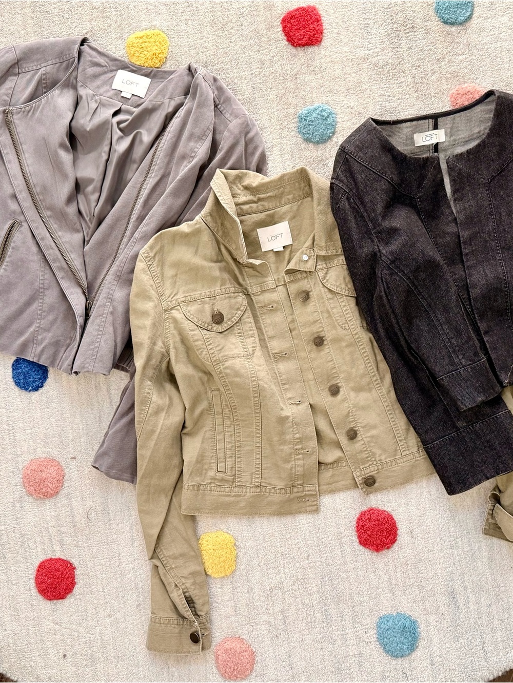 LOFT Kids Olive Green Denim Jacket with Button Front